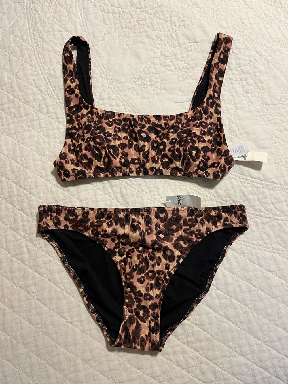 NWT Aerie Leopard Scoop Bikini, Size Small